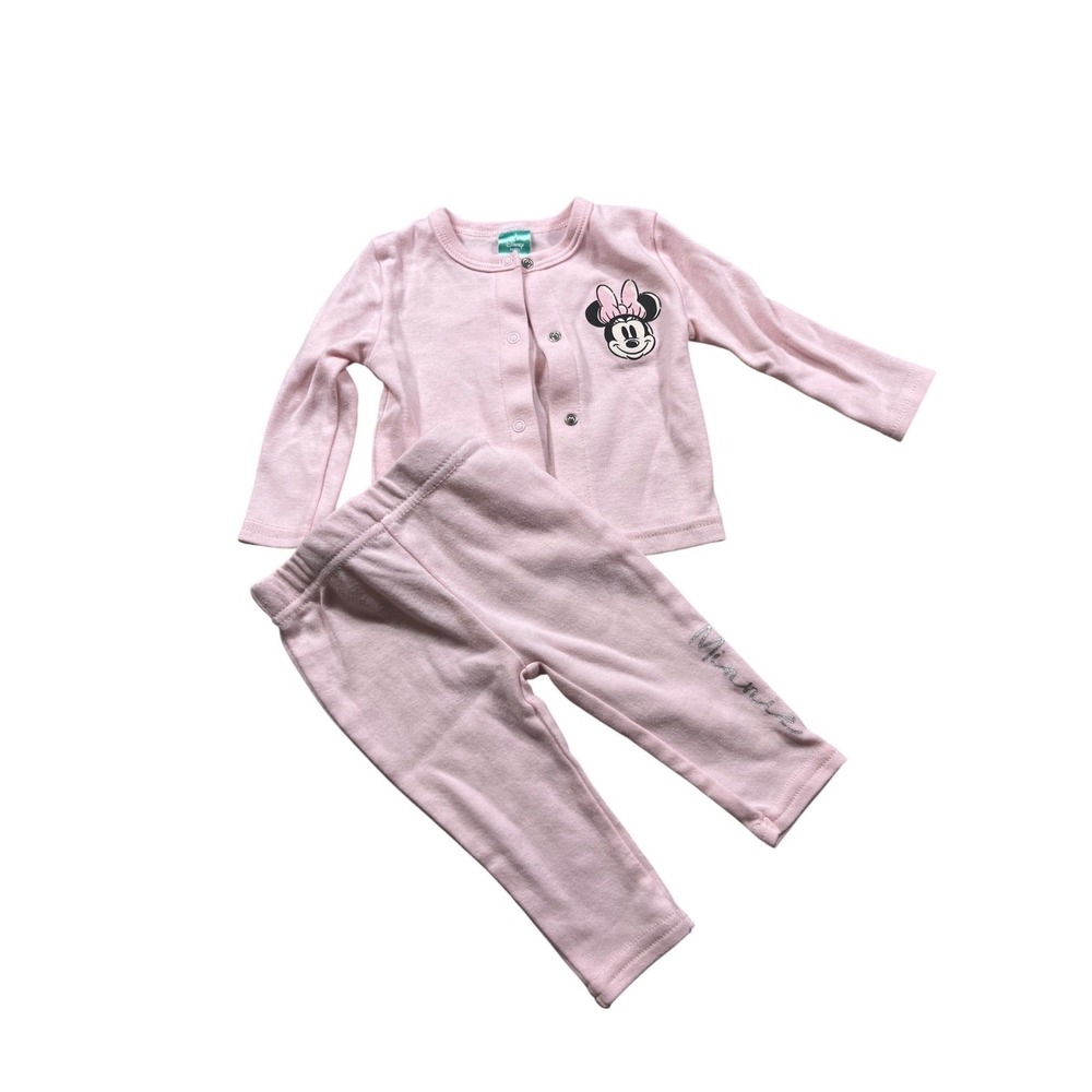 Minnie Mouse Baby Girl Pink Matching Set 3-6M Long Sleeve Top Pants Disney